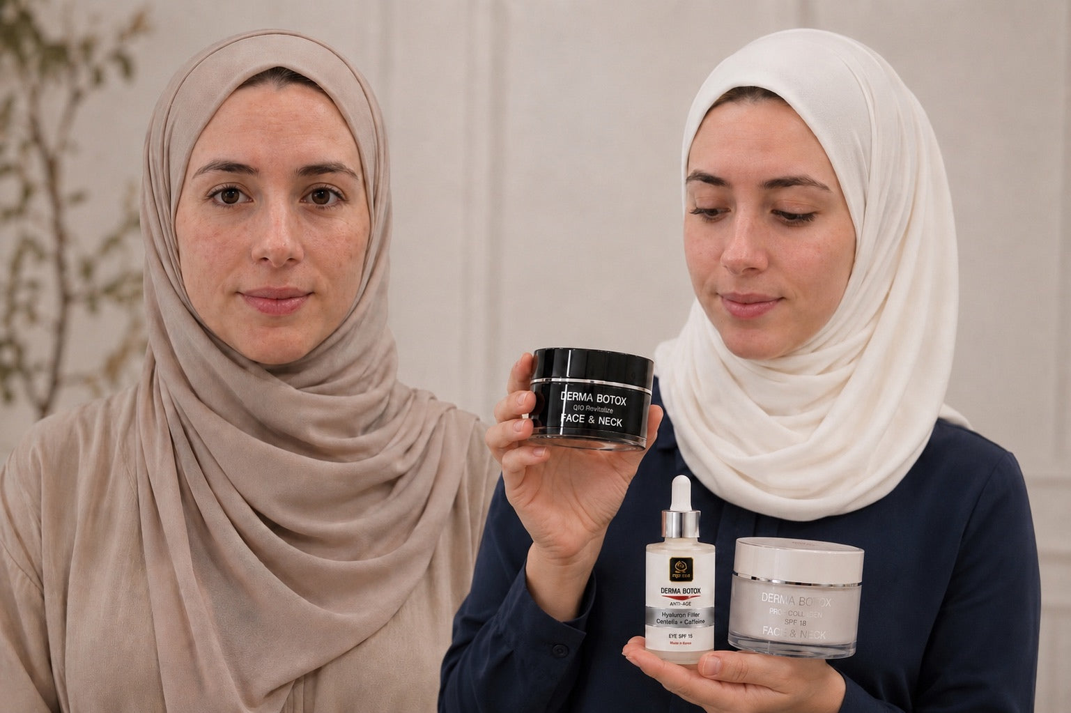 Before and after skincare results achieved with the Derma Botox skincare routine.